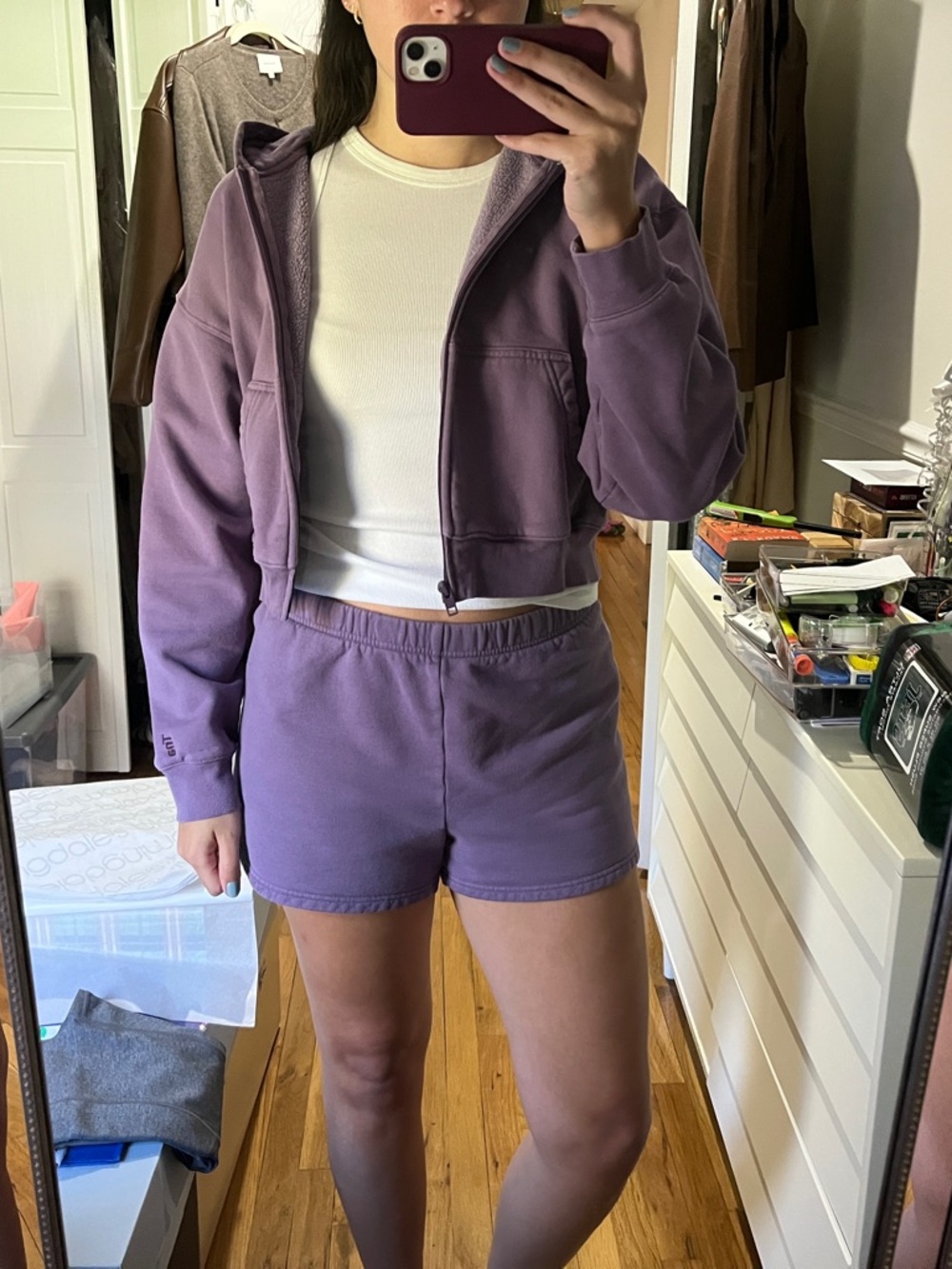 TNA Lavender Purple Cropped Zip Hoodie
